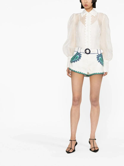 ZIMMERMANN WOMEN High Tide Ric Rac Body Shirt White