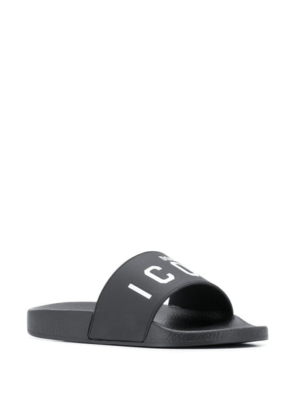 DSQUARED2 WOMEN Icon Pool Sliders Black/White