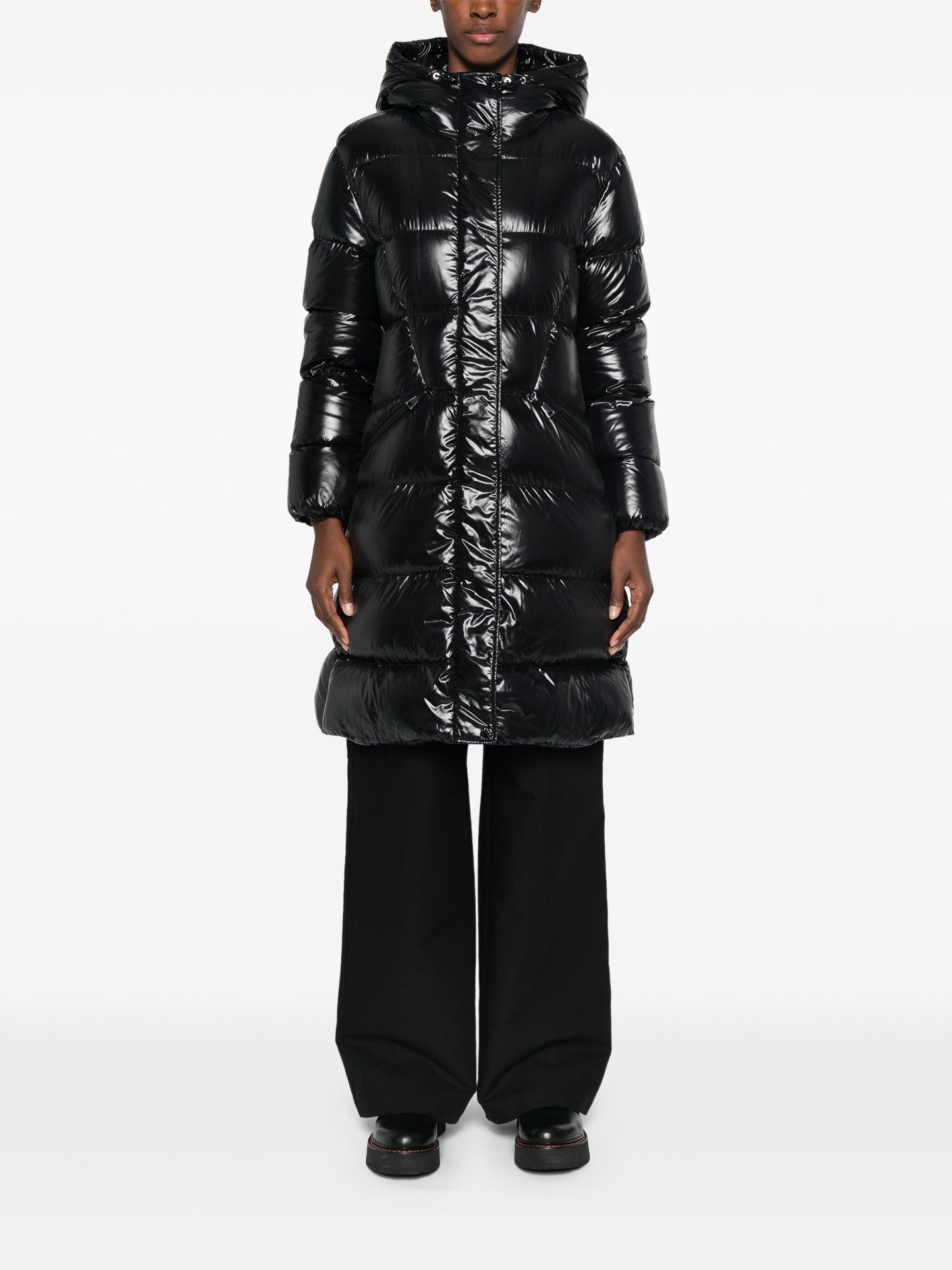 MONCLER WOMEN Bellevue Long Puffer Jacket Black