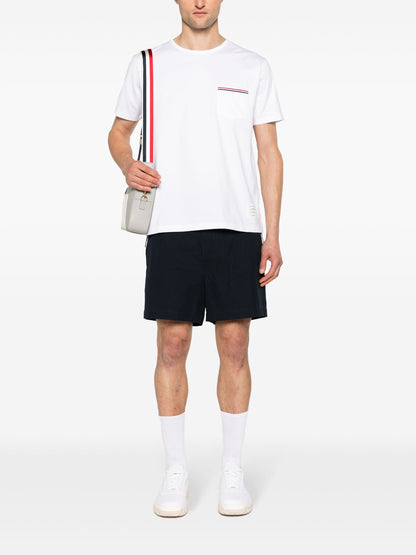 THOM BROWNE Short Sleeve RWB Stripe Cotton T-Shirt White