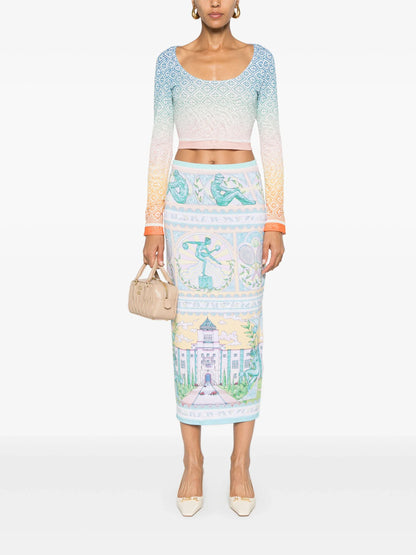 CASABLANCA WOMEN Vase Printed Midi Pencil Skirt Multi