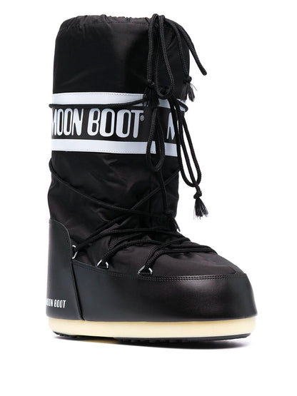 MOON BOOT UNISEX Icon Logo Band Boots Black White