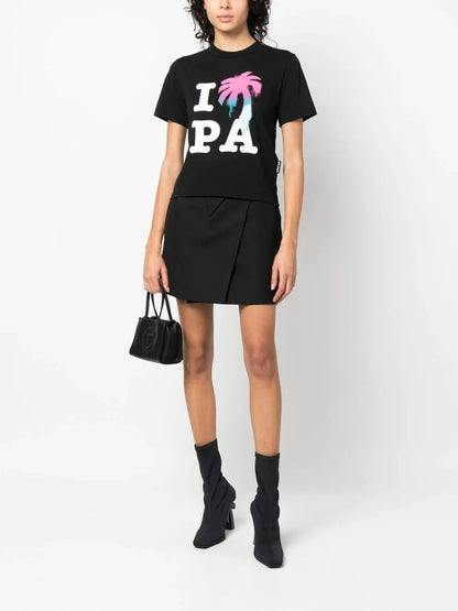 PALM ANGELS WOMEN I Love Pa Slim Tee Black/Multi