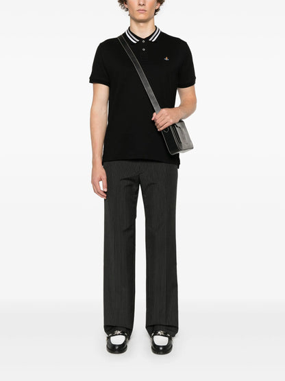VIVIENNE WESTWOOD Embroidered-Orb Cotton Polo Shirt Black