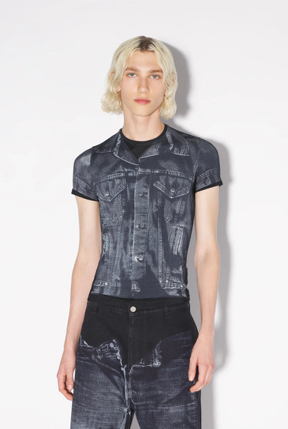 JEAN PAUL GAULTIER UNISEX Trompe L'oeil Jersey T-Shirt Black/Grey