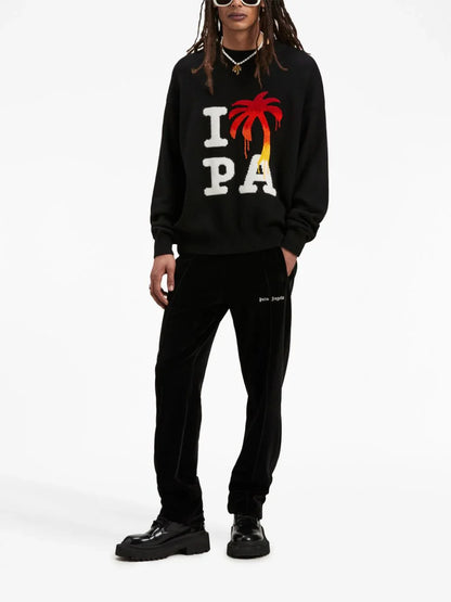 PALM ANGELS I Love Pa Knit Sweatshirt Black/Red