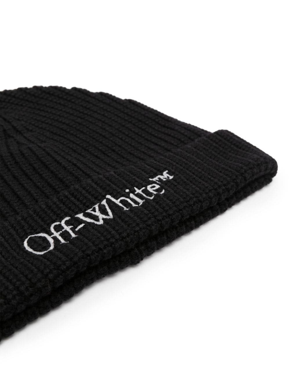 OFF-WHITE MEN Bookish Logo Knit Beanie Black White