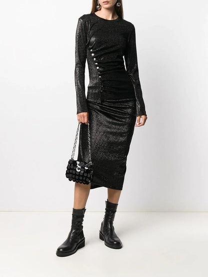 PACO RABANNE WOMEN Lurex Long Sleeved Top Black