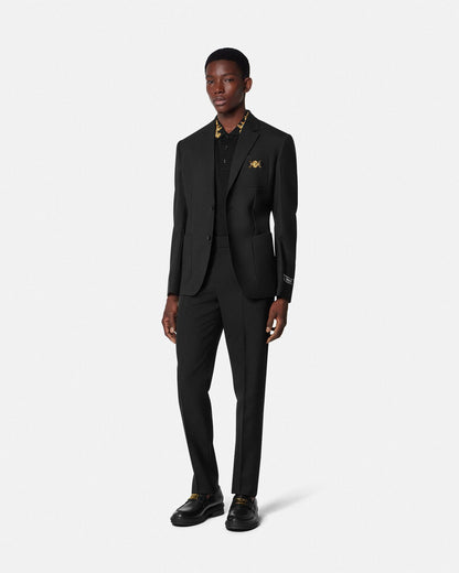 VERSACE Embroidered Barocco Leaf Polo Shirt Black