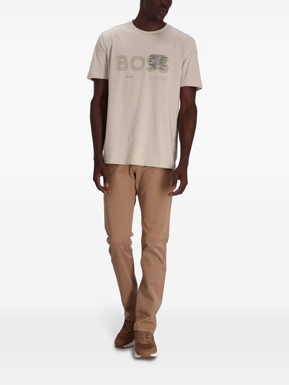 BOSS H-Delaware3 Cotton Blend Trousers Open Beige