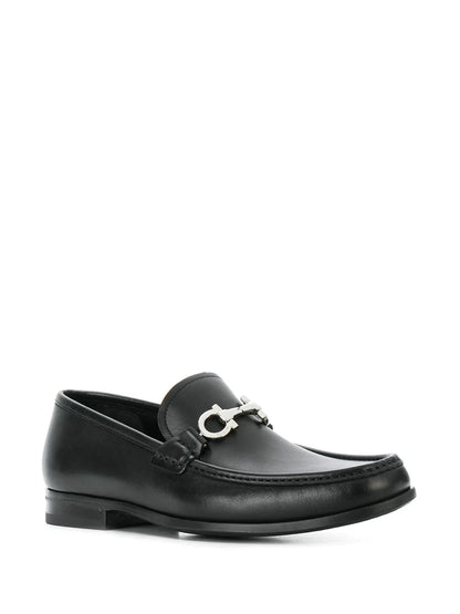 SALVATORE FERRAGAMO Gancini Leather Loafers Black