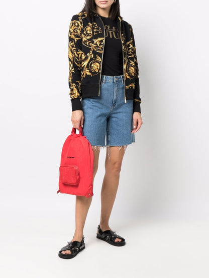 VERSACE WOMEN Baroque Print Zipped Hoodie Black