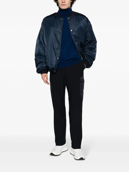 MONCLER Jersey Felt Logo Patch Trousers Navy
