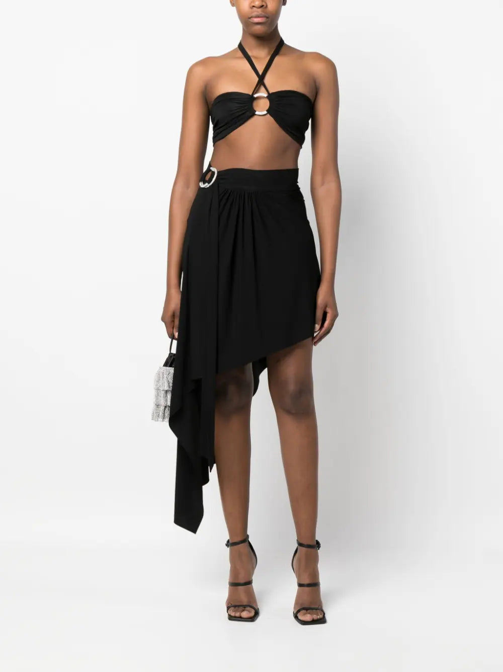 ALEXANDRE VAUTHIER WOMEN Ring-detail Belted Asymmetric Skirt Black
