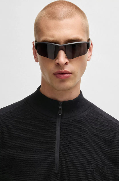 BOSS Zhine Logo Quarter Zip Jacket Black