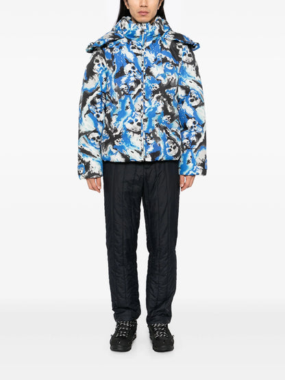 ERL Skull Print Puffer Jacket Blue