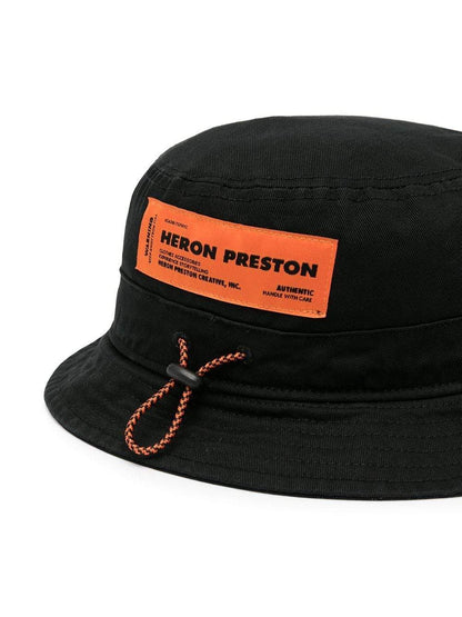 HERON PRESTON Logo Patch Bucket Hat Black