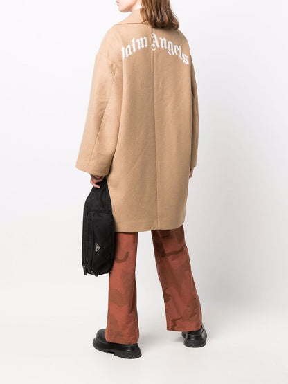 PALM ANGELS WOMEN Round Logo Coat Beige
