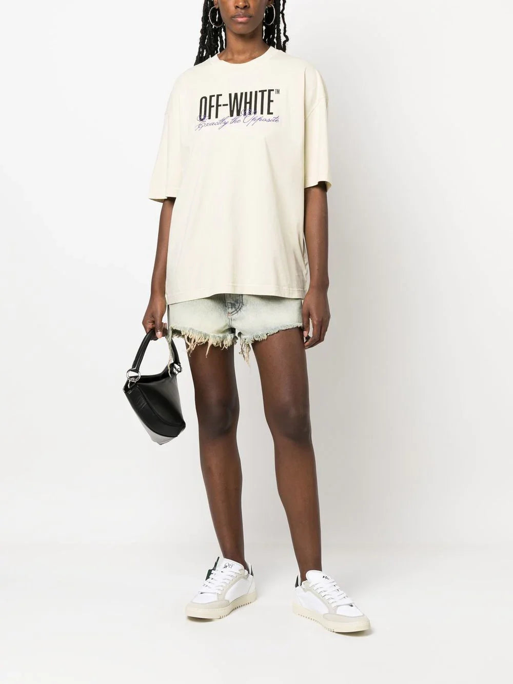 OFF-WHITE WOMEN Big Logo Opposite Over Tee Beige/Black