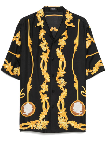 VERSACE Cameo Silk Shirt Black/Gold