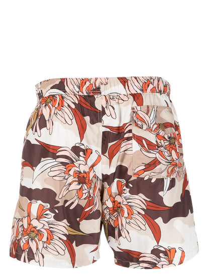 MONCLER Logo Embroidered Swim Shorts Sand