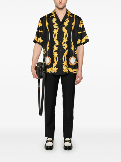 VERSACE Cameo Silk Shirt Black/Gold