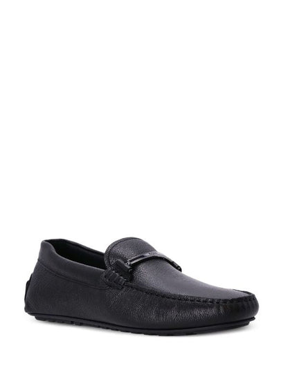 BOSS MEN Grained-leather Moccasins Black