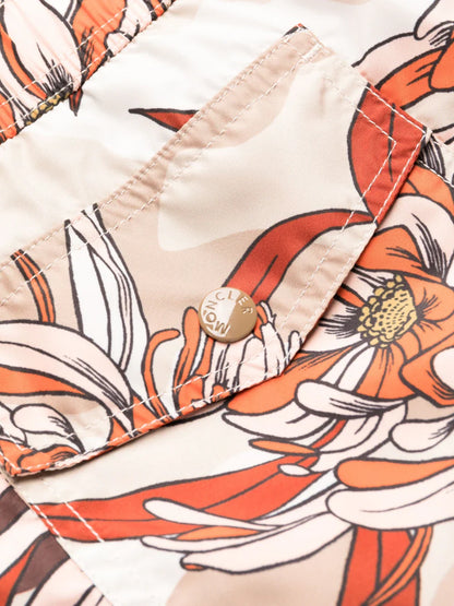 MONCLER Logo Embroidered Swim Shorts Sand