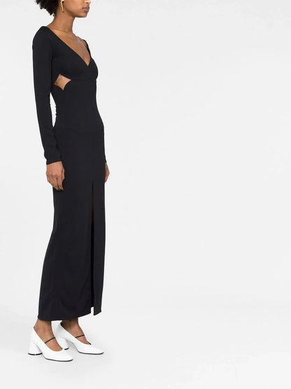 COURRÉGES WOMEN Cut-out Detail Ribbed Dress Black