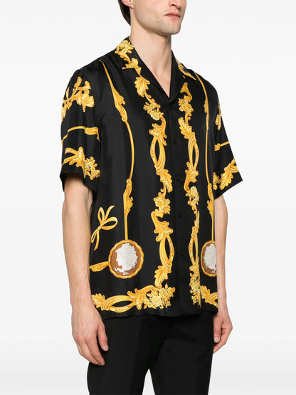 VERSACE Cameo Silk Shirt Black/Gold