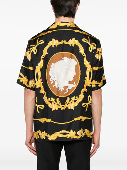 VERSACE Cameo Silk Shirt Black/Gold