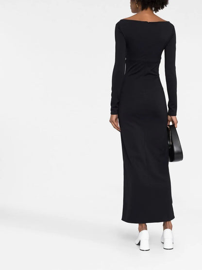 COURRÉGES WOMEN Cut-out Detail Ribbed Dress Black