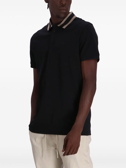 BOSS Paule Short Sleeve Cotton Polo Shirt Black