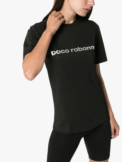 PACO RABANNE WOMEN Logo Print T-Shirt Black