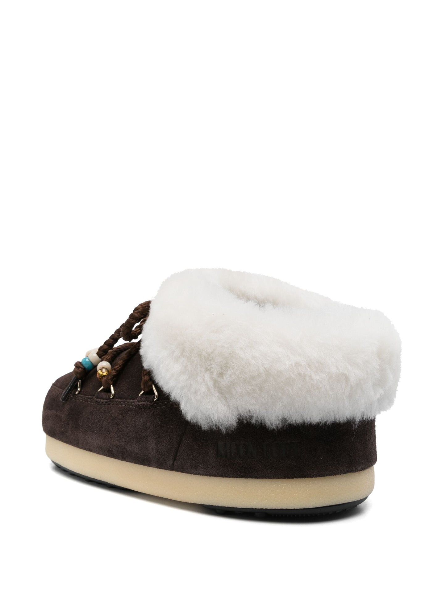 MOON BOOT Suede Beads Mules Brown