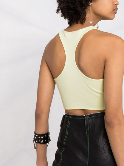 OFF-WHITE Logo-print crop top Green