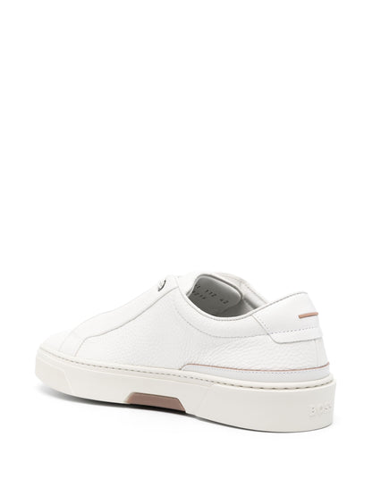 BOSS Logo-Plaque Leather Sneakers White