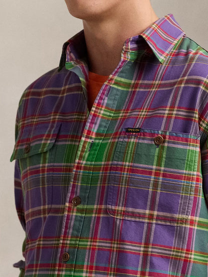 RALPH LAUREN Check Oxford Shirt Purple/Green