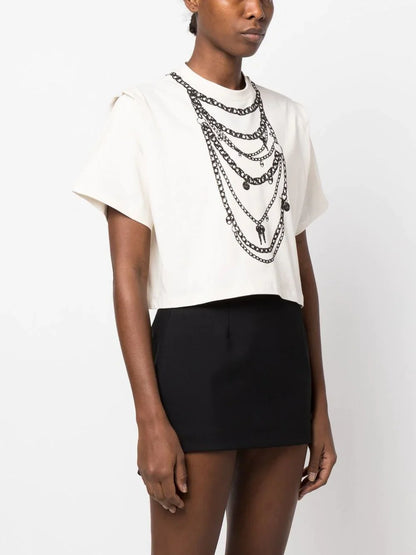 PACO RABANNE WOMEN Chain Print T-Shirt Nude