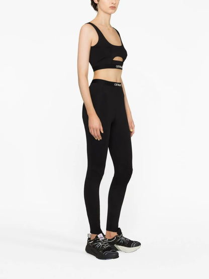 OFF-WHITE WOMEN Logo Band Cutout Bra Black White