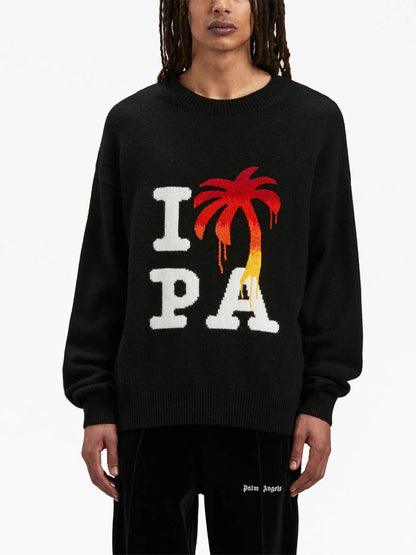 PALM ANGELS I Love Pa Knit Sweatshirt Black/Red