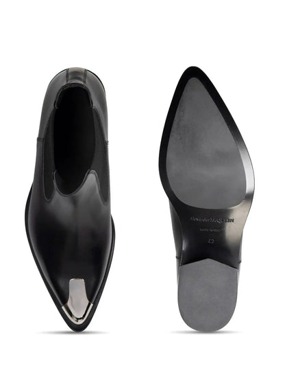 ALEXANDER MCQUEEN Punk Chelsea Leather Boots Black