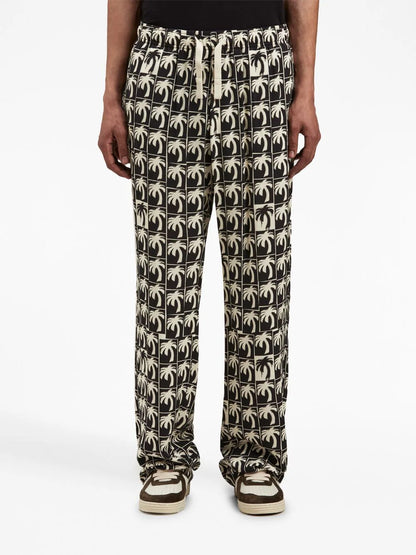 PALM ANGELS Dripping Palms Loose Pants Black/Off White