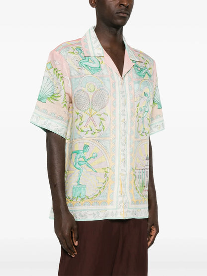 CASABLANCA Graphic Print Linen Shirt Vase
