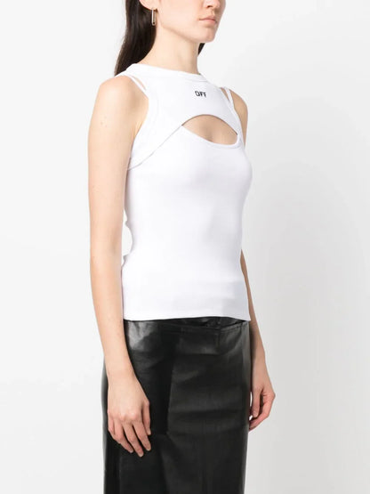 OFF-WHITE WOMEN OFF Stamp Short Sleeves Round Neck Tank Top White Black