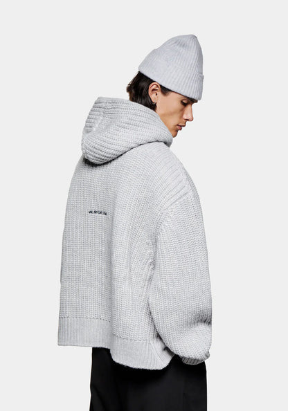MKI MIYUKI ZOKU Chunky Rib Knit Hoodie Grey
