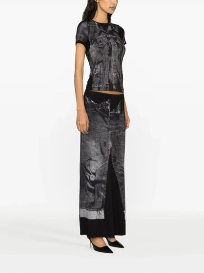 JEAN PAUL GAULTIER UNISEX Trompe L'oeil Jersey T-Shirt Black/Grey