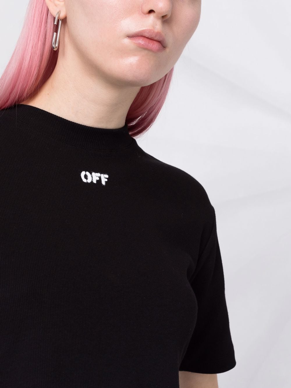 OFF-WHITE WOMEN Off Stamp Cropped T-Shirt Black