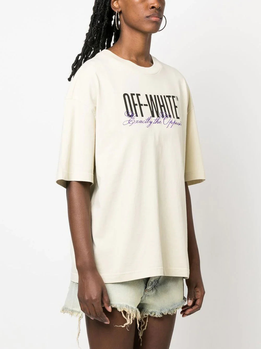 OFF-WHITE WOMEN Big Logo Opposite Over Tee Beige/Black
