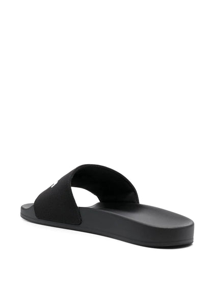 BALENCIAGA Logo Pool Sliders Black